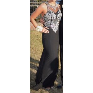 Black and Silver sparkle detailed prom dress